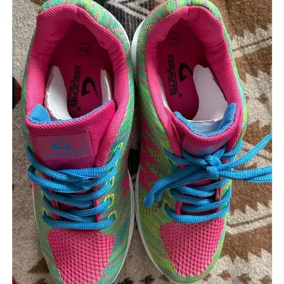 Gears Neon Knit Running Shoes Women’s Size 7 Pink Green Blue Lightweight - Picture 5 of 6